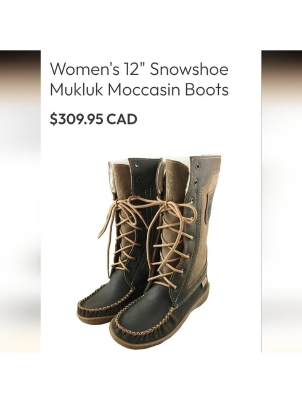 Laurentian Chief Brown Leather Sheepskin Mid-Calf Snowshoe Mukluks Women's Sz 11 - Picture 9 of 15